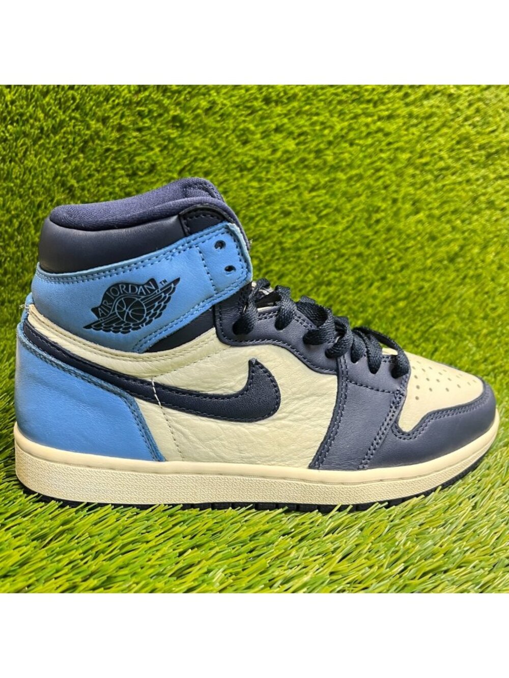 Nike Air Jordan 1 Retro High OG Mens Size 7 Blue White Basketball Shoes Sneakers